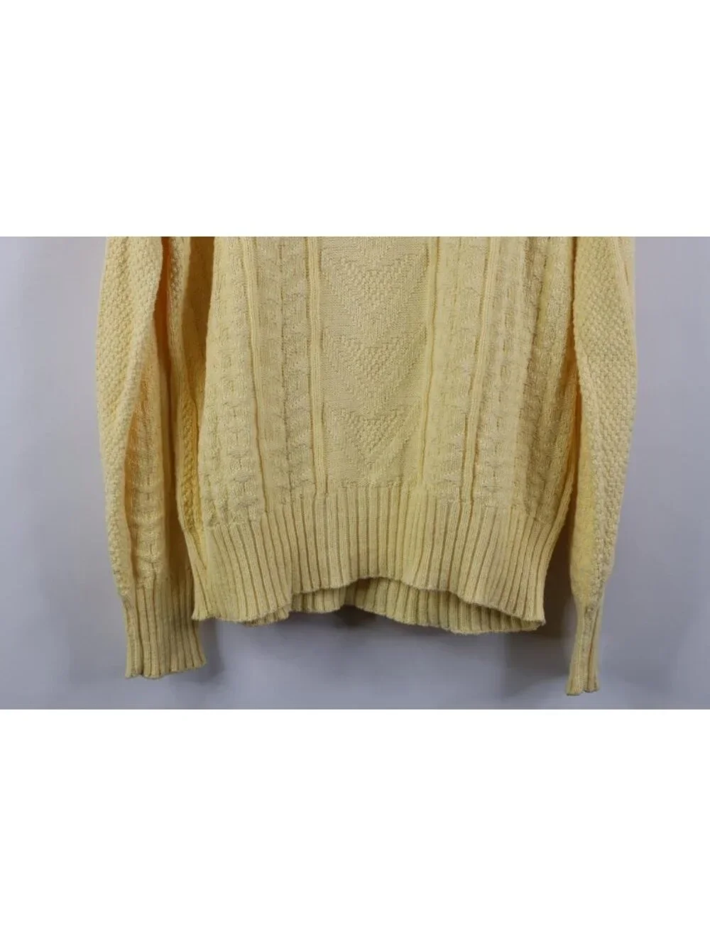 Vintage 90s Streetwear Mens Medium Geometric Cotton Knit Sweater Yellow USA